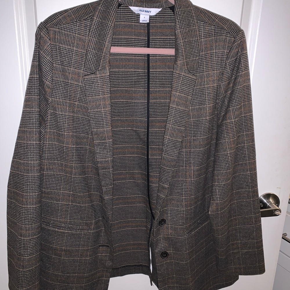 Old Navy Brown and Black Plaid Blazer